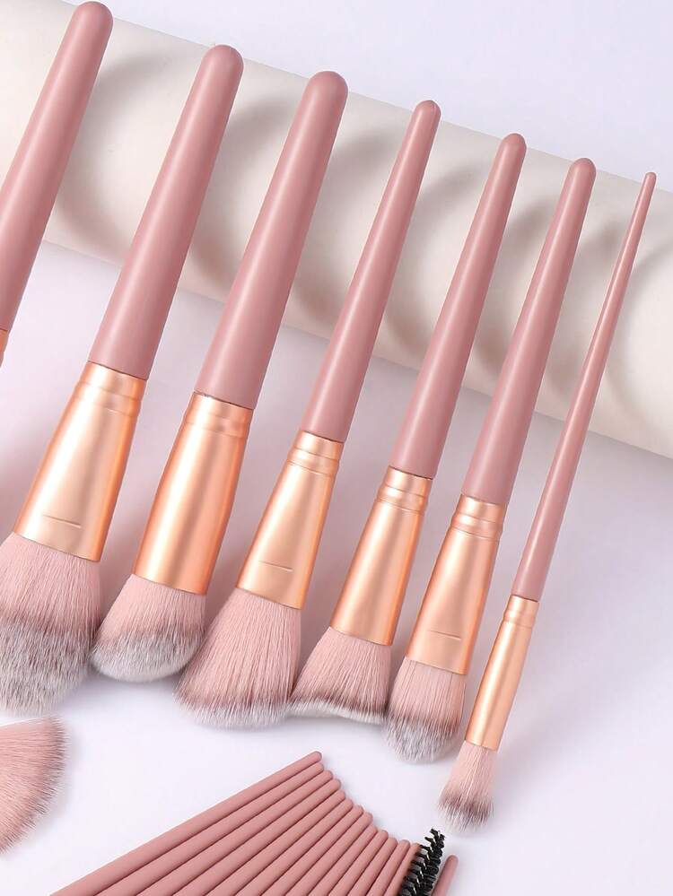 32pcs Makeup Brush Set, Including Powder Brush, Contour Brush, Blush Brush, Highlighter Brush, Eyeshadow Brush, Eyebrow Brush, Lash Brush, Eyeshadow Brush, Blending Brush, Etc. Soft Bristles, Portable, Ideal For Travel And A Great Gift For Women And Girls. The Set Contains Various Makeup Brushes Such As Powder Brush, Contour Brush, Blush Brush, Highlighter Brush, Eyeshadow Brush, Eyebrow Brush, Mascara Brush, Etc., Making It An Ideal Makeup Gift Set. - 藕粉色 - 查看 4