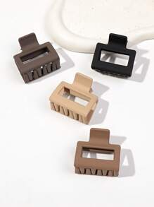 4pcs/Set Brown Matte Classic Square Hair Clips Casual Hair Claws Claw Clips Hair Jaw Clip Hair Clamps Hair Clutch Hair Catcher Clip, School Stuff, College Fall Winter Hair Accessories For Women For Vacation Outfits Woman - Multicolor - View 4