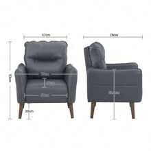 Faux Leather Accent Chair Armchair Overstuffed Living Room Chair Upholstered Comfortable Club Chair Fake Pleather Arm Chairs For Bedroom Office Relaxation Seat Chair With Arms Single Sofa - Navy Blue - View 11