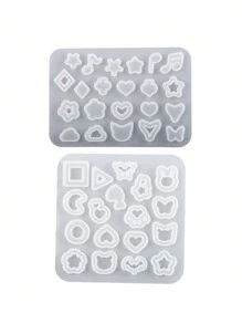 1 pieza Molde de silicona para hacer aretes colgantes con gota de cristal con lindo diseño de luna, estrella, gato y cabeza de conejo. Adecuado para hacer accesorios de joyería - transparente - Ver 8