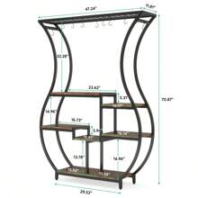 LITTLE TREE 6-Tier Plant Stand, 70.9 Inches Tall Industrial Plant Shelf With 10 Hanging Hooks, Potted Plants Flower Bonsai Pots Display Rack For Living Room, Garden, Balcony, Rustic Brown - 質樸棕色 - 查看 5
