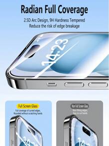 ZYONS 2Pcs Full Coverage High Definition Fullglue 2.5D 9H Cost Effective Phone Screen Protector With Tempered Glass, Compatible With IPhone 17 Pro Max/17 Pro/17 Air/17/, 16 Pro Max/16 Pro/16 Plus/16, 15/15Plus/15Pro/15Pro Max, 14/14Plus/14Pro/14Pro Max, 13/13Mini/13Pro/13Pro Max, 12/12Mini/12Pro/12Pro Max, 11/11Pro/11Pro Max, X/XS/XS Max, 8/8Plus/7/7Plus Series - Black - View 3