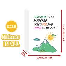 50 Pcs Cute Cartoon Animal Postcards With Motivational Text To Encourage Workplace Workers. Inspirational Cards With A Positive Attitude And Positive Energy. Quotations Cards - Multicolor - View 2