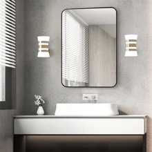 CASSILANDO Wall Mirror Bathroom Mirror, 50*71cm Black Rectangular Mirror With Aluminum Alloy Frame, Rounded Corner Hanging Mirror Decor For Entryway, Bedroom, Living Room - Black - View 3