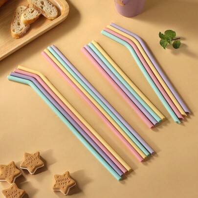 4pcs Reusable, Silicone Straws For Kitchen,Christmas Gift