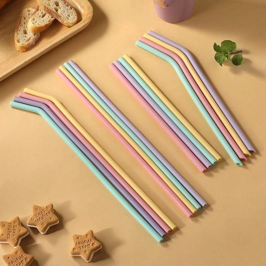 4 piezas de Pajitas reutilizables de silicona para la cocina, regalo de Navidad