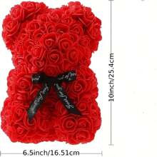 1 chú gấu hoa hồng 20cm, thiết kế tinh tế - thích hợp cho đám cưới lãng mạn, ngày lễ vui vẻ, tiệc tùng sôi động và quà tặng sinh nhật độc đáo cho những người thân yêu - màu đỏ - Xem 3