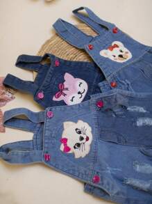 Jardineira calça longa Jeans Macacão Infantil Menina