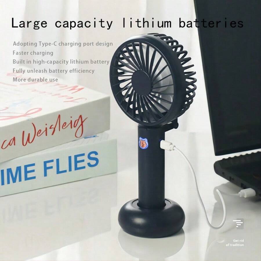 1pc 3-Speed Lithium Battery Foldable Electric Fan, Handheld USB Mini Fan With Long Battery Life, Rechargeable Portable Fan - Multicolor - View 1