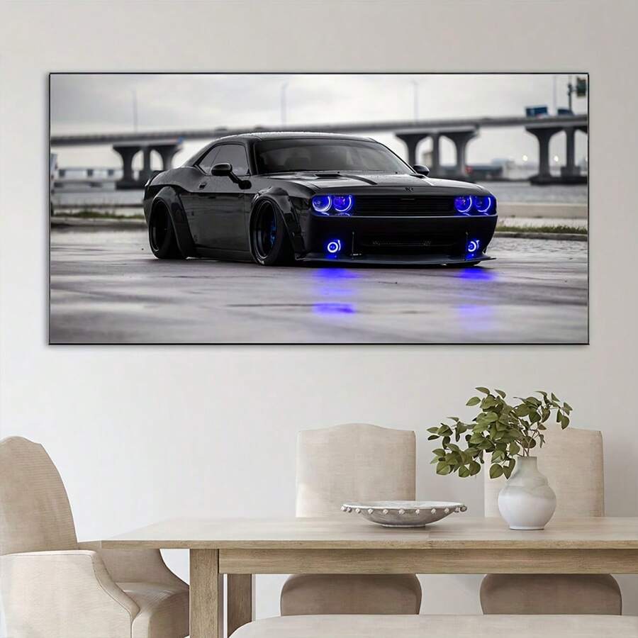 1 tấm vải canvas treo tường hình xe hơi màu đen thời trang gia đình, không có khung - Nhiều màu - Xem 1