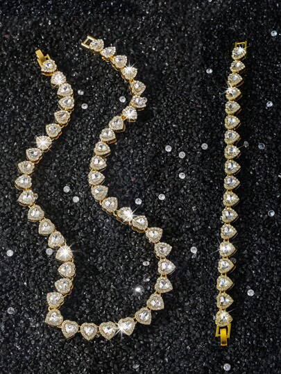 1 Conjunto Novo Estilo Colar Masculino Cadeado em Mosaico em Formato de Coração de 10mm, Estilo Urbano Hip-Hop Europeu e Americano, Colar em Formato de Coração, Presente para Namorado, Dia dos Namorados, Mãe, Dia das Mães, Presente