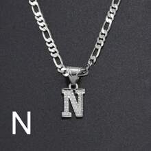 1入組女性金/銀鍍A-Z字母吊墜項鍊首飾類適用於生日,派對,婚禮 - 銀色 - 查看 26