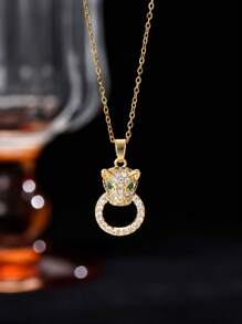 1 Set Stainless Steel Leopard Head Women's Jewelry Set, Creative Design Luxury Retro Style Elegant Classic Fashion Casual Suitable For Valentine's Day, Ramadan, Holiday Gifts, Daily Wear, Party, Festival (OPP Bag Packaging Box Only For Shooting)