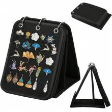 Enamel Pin Display Holder Large Capacity Brooch Pin Organizer Folding Pins Collection Storage Organizer With 3 Binders And 5 Pages Portable Pin Display Binder Stand For Pins Brooch - Black - View 1