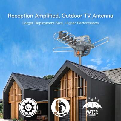 360-Degree Rotation UV Dual Bands 28-36dB Outdoor Antenna Install-Free Guide Without Stand