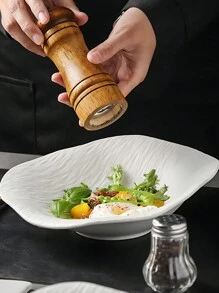 1 件极简主义不对称深陶瓷盘，具有独特的岩石状设计，7.5/9 英寸，适用于家庭/餐厅、沙拉和意大利面餐具圣诞礼物