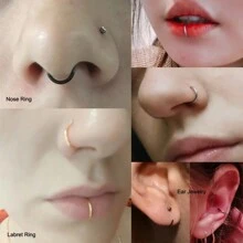 6Pcs Fake Nose Rings For Women Stainless Steel Lip Rings Labret Ring Nostril Hoop Piercing Studs Nose Piercing Jewelry