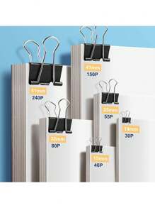 100 piezas de clips para carpeta de tamaños surtidos, extra grande, grande, mediano, pequeño, mini y micro, clips de papel para oficina, hogar y escuela, para cubrir diferentes necesidades - Negro, de vuelta a la escuela, útiles escolares