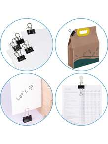 100 piezas de clips para carpeta de tamaños surtidos, extra grande, grande, mediano, pequeño, mini y micro, clips de papel para oficina, hogar y escuela, para cubrir diferentes necesidades - Negro, de vuelta a la escuela, útiles escolares