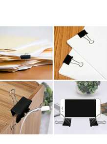 100 piezas de clips para carpeta de tamaños surtidos, extra grande, grande, mediano, pequeño, mini y micro, clips de papel para oficina, hogar y escuela, para cubrir diferentes necesidades - Negro, de vuelta a la escuela, útiles escolares