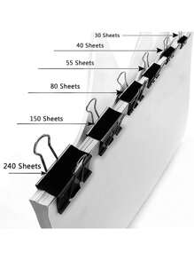100 piezas de clips para carpeta de tamaños surtidos, extra grande, grande, mediano, pequeño, mini y micro, clips de papel para oficina, hogar y escuela, para cubrir diferentes necesidades - Negro, de vuelta a la escuela, útiles escolares