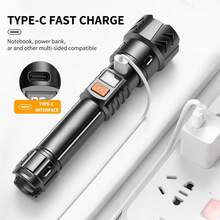1pc Super Bright Flashlight For Outdoor Camping And Home Use With Long-Range Illumination And Extra-Long Battery Life - Black - View 4