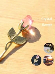 1pc Glass Rose Mini Crystal Flower Artificial Flowers,Mini Crystal Gift Box Decoration Red Rose Flower Artificial Flowers Party Gift For Women, Glass Rose Mini Crystal Flower Artificial Flowers Wedding Party Gift Room Ornament Office Desktop Decoration