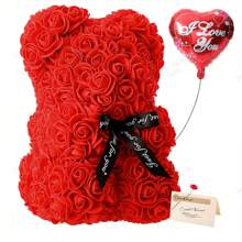 1 chú gấu hoa hồng 20cm, thiết kế tinh tế - thích hợp cho đám cưới lãng mạn, ngày lễ vui vẻ, tiệc tùng sôi động và quà tặng sinh nhật độc đáo cho những người thân yêu - màu đỏ - Xem 11