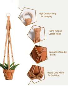 1pc Bohemian Handmade Woven Net Plant Hanger, Simple Home Decoration For Guesthouse, Wholesale - Multicolor - View 2