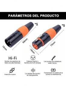 10 Conector  Xlr Para Canon Electrónica Audio Macho Y Hembra - Multicolor - Ver 4