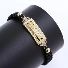 1 pezzo Braccialetto intrecciato con tracolla a manico vuota dipinta a mano in rame placcato in oro 18K incastonati in diamanti a forma di retrò Giuda / Vergine Maria. Unisex. Regalo perfetto per la festa del Papà e per la famiglia e gli amici. Alla moda e unico. - Multicolore - Visualizzare 16