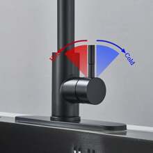Matte Black/Chromium Plating/Brushed Nickel/Brushed GoldKitchen Faucet With Pull Down Sprayer,Stainless Steel Single Handle Kitchen Faucet,Multiple Modes Switch Water, 8'' Deck Plate Included,Suitable For Farmhouse Laundry Rv Bar - 霧面黑 - 查看 5