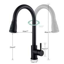 Matte Black/Chromium Plating/Brushed Nickel/Brushed GoldKitchen Faucet With Pull Down Sprayer,Stainless Steel Single Handle Kitchen Faucet,Multiple Modes Switch Water, 8'' Deck Plate Included,Suitable For Farmhouse Laundry Rv Bar - 霧面黑 - 查看 10