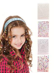 Aproximadamente 335 piezas de accesorios para el cabello de diamantes de imitación y perlas, adecuados para el uso de niñas en fiestas (posicionamiento aleatorio) - Multicolor - Ver 1