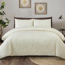 Beige Duvet Cover Double - Floral Bedding Set 3 Pieces, Textured Beige Duvet Set With 2 Pillowcases For Double Bed, Soft Microfiber Floral Duvet Cover 200x200 Cm, Beige/Floral - Beige - View 1