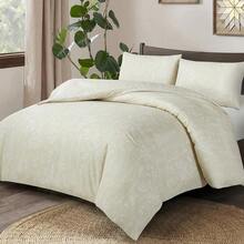 Beige Duvet Cover Double - Floral Bedding Set 3 Pieces, Textured Beige Duvet Set With 2 Pillowcases For Double Bed, Soft Microfiber Floral Duvet Cover 200x200 Cm, Beige/Floral - Beige - View 8