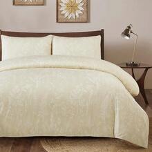 Beige Duvet Cover Double - Floral Bedding Set 3 Pieces, Textured Beige Duvet Set With 2 Pillowcases For Double Bed, Soft Microfiber Floral Duvet Cover 200x200 Cm, Beige/Floral - Beige - View 4
