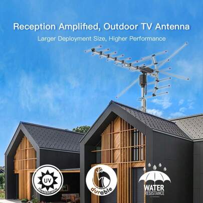 360°Rotation UV 45-230MHz/470-860MHz 15-22dB Outdoorn Antenna Black