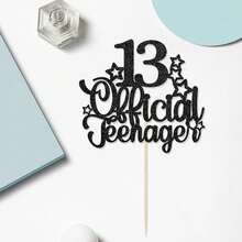 1 Pack 13 Official Teenager Cake Topper Glitter Number 13 13th Birthday Cake Pick Decorations For Teen 13th Birthday Party Decorations Supplies Black - Black - View 4