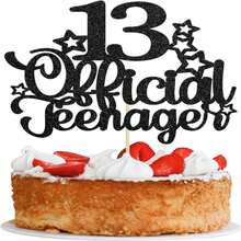 1 Pack 13 Official Teenager Cake Topper Glitter Number 13 13th Birthday Cake Pick Decorations For Teen 13th Birthday Party Decorations Supplies Black - Black - View 3