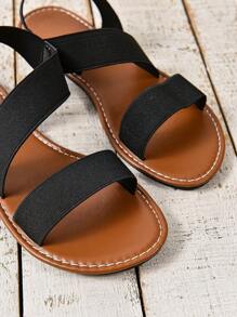 Damskie sandały z elastycznej tkaniny, modne, proste, lekkie, oddychające, płaskie sandały sportowe