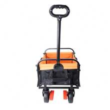 Collapsible Oxford Cloth Steel Frame Foldable Wagon, Heavy Duty Folding Utility Garden Cart With Wheels, Outdoor Portable Garden Cart Utility Wagon For Camping, Garden, Sports,  Beach Cart,Picnic (Multicolor) - Brake+Orange+Black - View 5