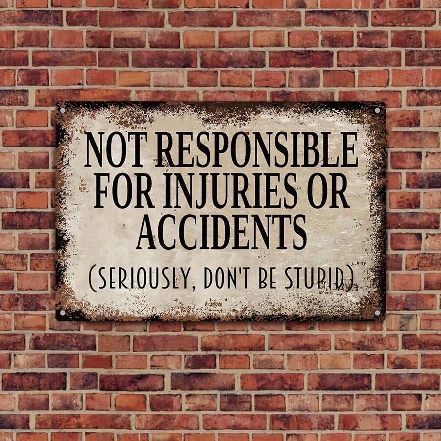 1pc Swimming Pool Safety Sign - Not Responsible For Injuries Or Accidents - Vintage Sign 8x12 Inches\30x20cm - multicolor - View 1