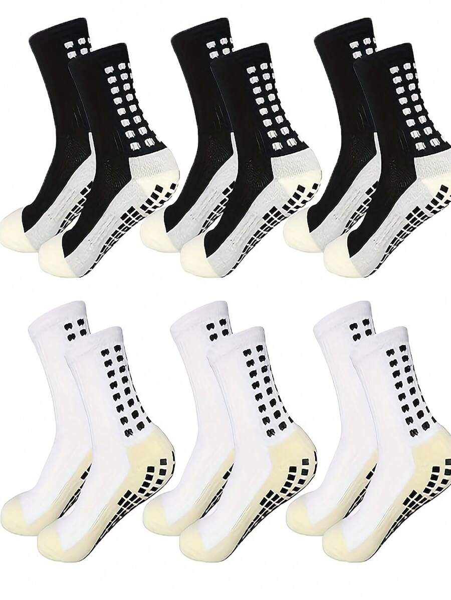 Sports Outdoor 4/5/6 Pairs Men's Performance Sports Socks With Enhanced Grip - Moisture-Wicking, Breathable Fabric - Ideal For Football, Basketball & Running