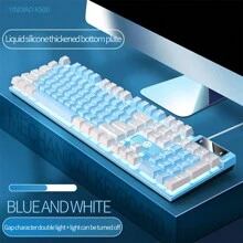 YINDIAO Silver Carving K500 Backlit Keyboard, Wired, Compatible With Desktop, Laptop, Game And Office Device