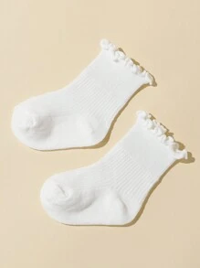 10雙透氣嬰兒白色中筒襪，蘑菇刺繡款式 - 白色 - 查看 3