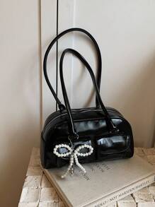 Korean Niche Design Sense Shoulder Bag, Boston Bowling Tote, Large Capacity With Multiple Pockets, No Pendant Included