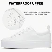 Womens White Platform Sneakers PU Leather Platform Shoes Walking Shoes For Women - 白色 - 查看 3