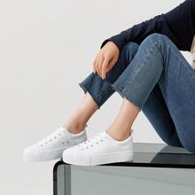 Womens White Platform Sneakers PU Leather Platform Shoes Walking Shoes For Women - 白色 - 查看 7
