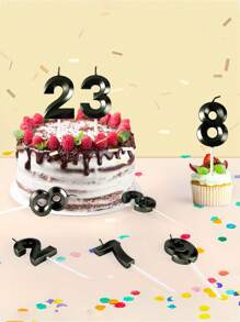 1 pieza Vela con números en negro del 0 al 9 para decoración de tarta de cumpleaños y fiesta